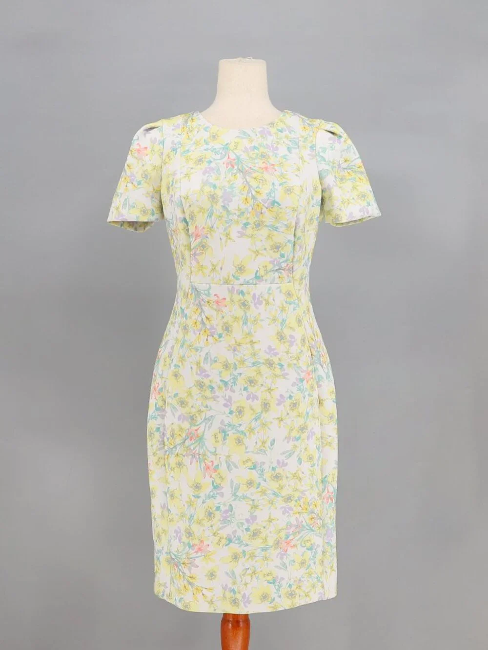CALVIN KLEIN Floral Tulip Sleeve Sheath Crepe Stretch Dress Size 8